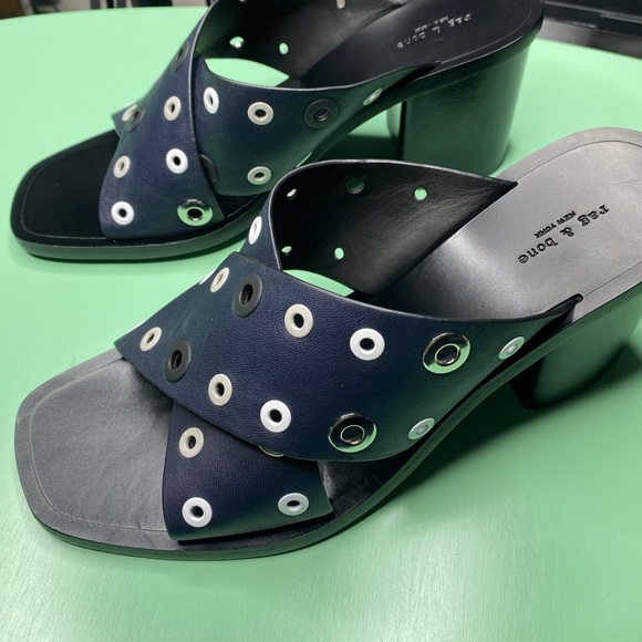 Rag & Bone Paige Sandals NEW Blue Black Sz 8 - Picture 13 of 16